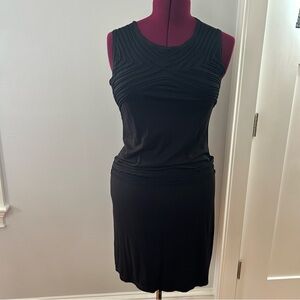 Max Studio Tank Jersey Dress w/ Ruffle Detail Size Medium Black Vtg early 2000s